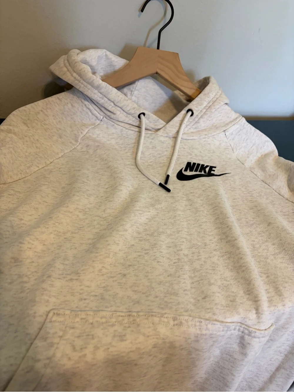 Nike Cream Heather Hoodie with Black Swoosh